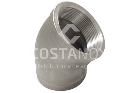 COTOVELO 45° FÊMEA X FÊMEA INOX 304 ROSCA BSP 150 LIBRAS 3/8 POLEGADA