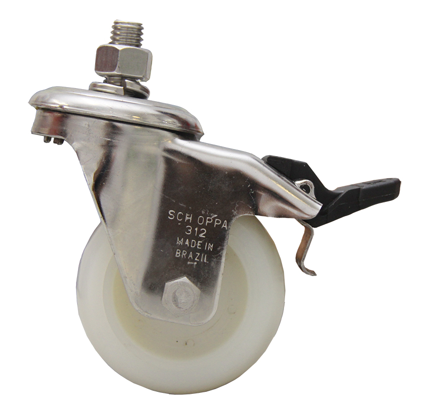 Rodizio Inox 304 Pino C/Freio Gle 412 Rd Nylon