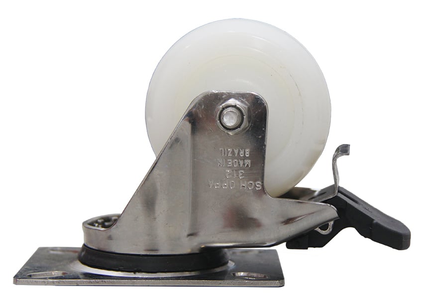 Rodizio Inox 304 Placa C/Freio Gl 312 Rd Nylon