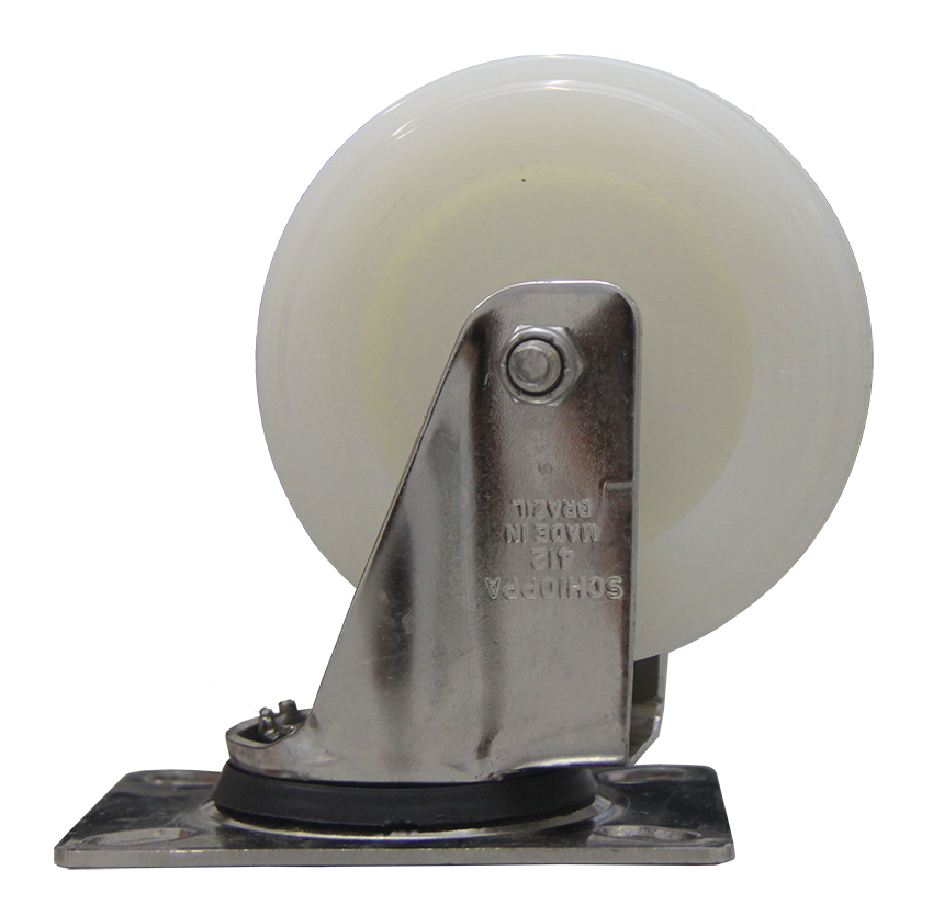 Rodizio Inox 304 Placa S/Freio Gl 412 Rd Nylon