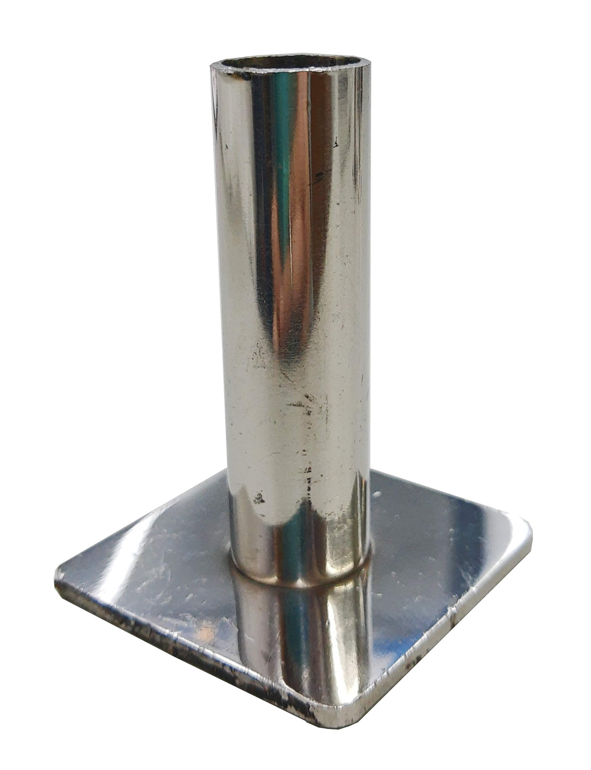 TAMPA PESCOÇO SOLDADA PLANA POLIDA EM AÇO INOX 304 40X40 COM ENCAIXE QUADRADO 15X15