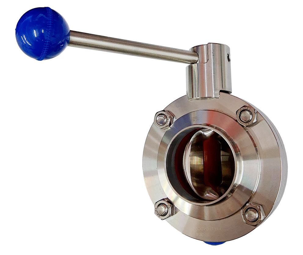 VÁLVULA BORBOLETA INOX 304 3 SILICONE PARA SOLDA RETRÁTIL AZUL (MAX)