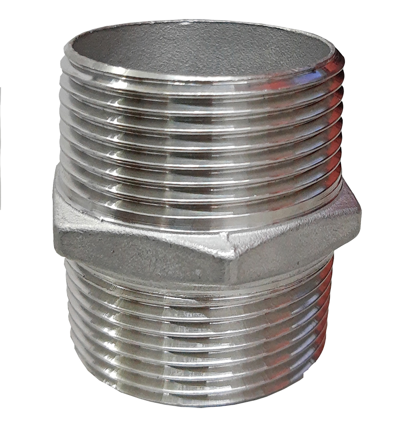 NIPLE DUPLO SEXTAVADO INOX 316 - BSP 150 DN 3 POLEGADAS