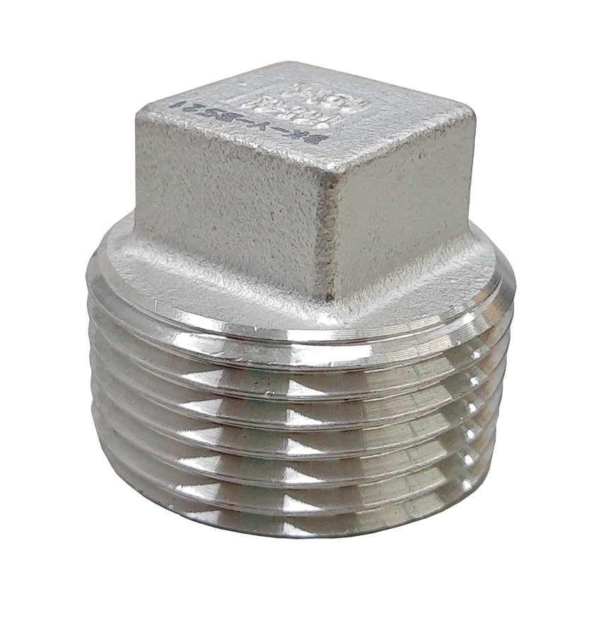 TAMPÃO PLUG BUJÃO CABEÇA QUADRADA INOX 304 – BSP 150 DN 1.1/2 POLEGADAS