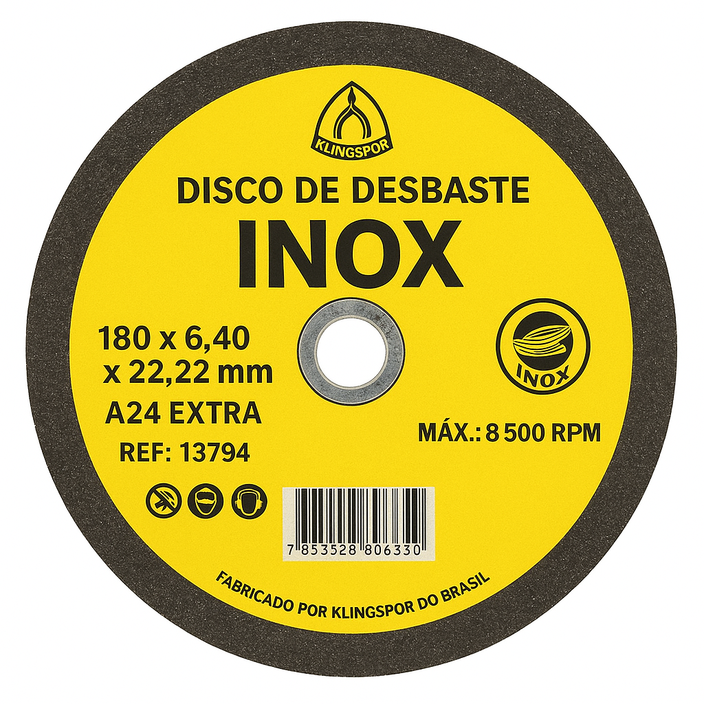 DISCO DE DESBASTE INOX 180 X 6,40 X 22,22MM A24 EXTRA KLING REF: 13794 ...