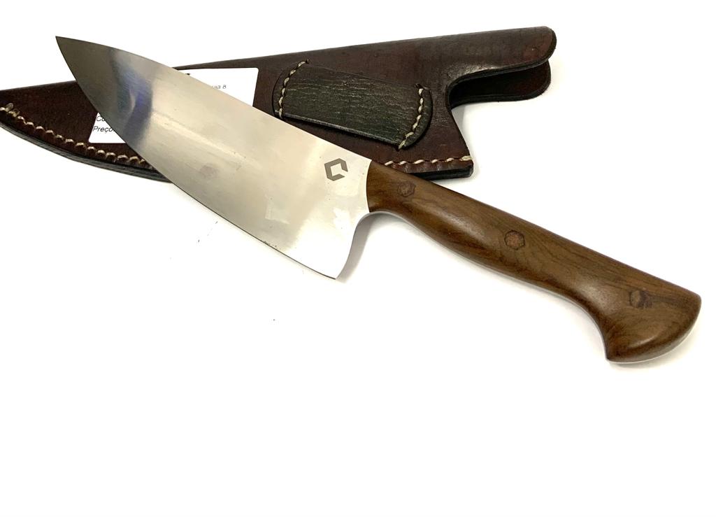 Faca Chef 8 Aço Inox AISI 420 com Cabo de Imbuia e Bainha de Couro